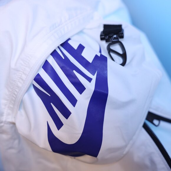 VINTAGE Nike Men's Y2K Windbreaker Fanny Pack White Blue Jacket Size Extra Large - Picture 5 of 7
